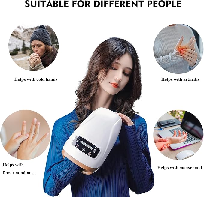 Hand Massager with 2 Heat Settings 3 Compression Modes &amp 3 Timer Options - Thoughtful Holiday Present for Mom Dad &amp Loved Ones Ideal for Arthritis Relief and Relaxation