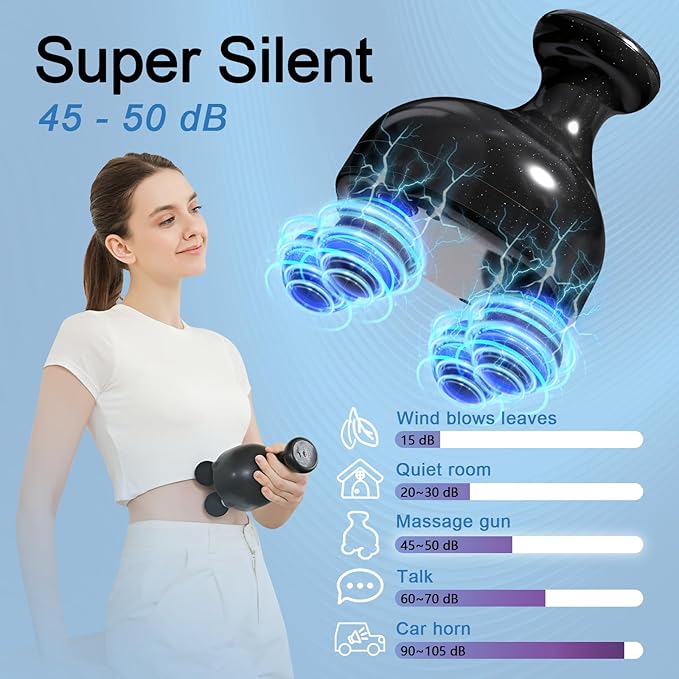 DEITY 4 Heads Handheld Massage Gun Deep Tissue Electric Body Massager Percussion Muscle Massager for Easing Shoulder and Back Tension with Reverse Thrust Function