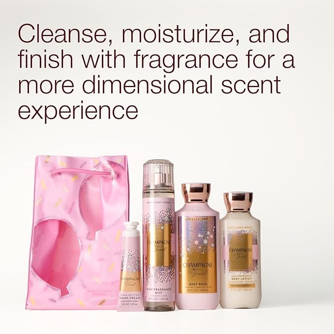 Bath &amp Body Works Champagne Toast Gift Set with Body Wash Fine Fragrance Mist Lotion &amp Hand Cream – Personal Care Collection for Gifts or Individual Use Champagne &amp Sparkling Berry Sce