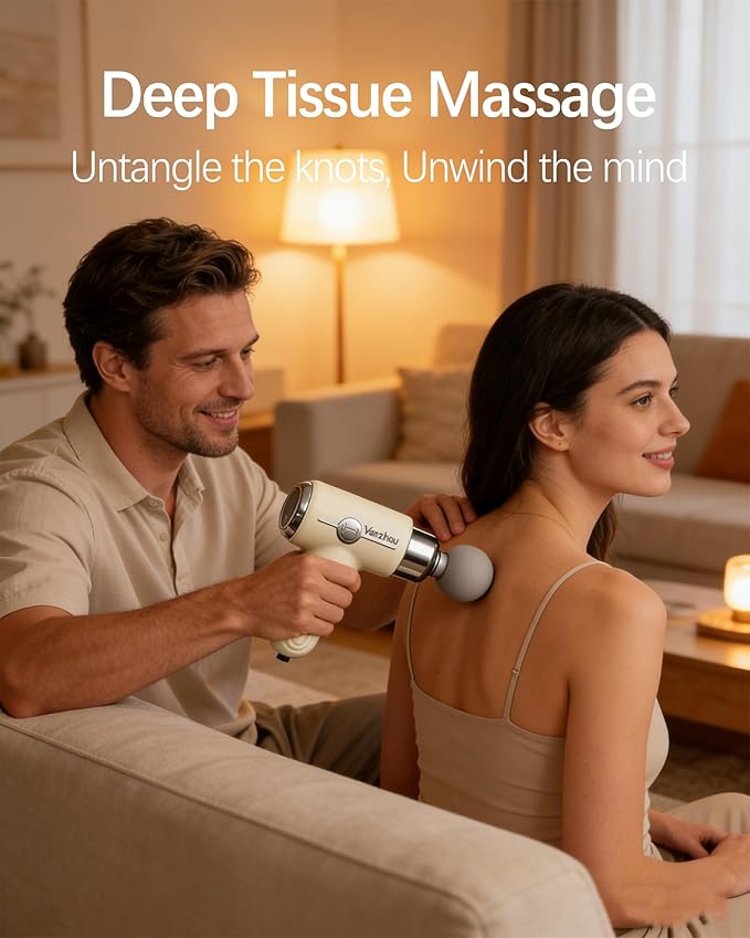 Mini Massage Gun Deep Tissue Portable Handheld Massage Gun for Muscle Recovery Quiet Percussion Massager with 9 Heads Lightweight USB-C Rechargeable Massage Gun for Travel Gym &amp Office