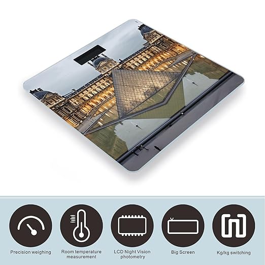 Louvre Museum in Paris Weight Scale for Body Weight Digital Bathroom Scale High Capacity Accurate Digital Weighing Scales and Easy-to-Read on Backlit LCD Display Scales