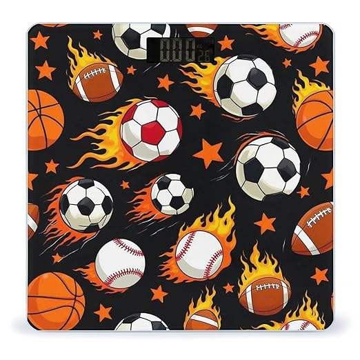 Women's Digital Bathroom Weighing Scale Automatic Switch Energy Saving Scale Smart Scale for Body Weight Fire Ball Soccer Basketball Baseball Football Sport