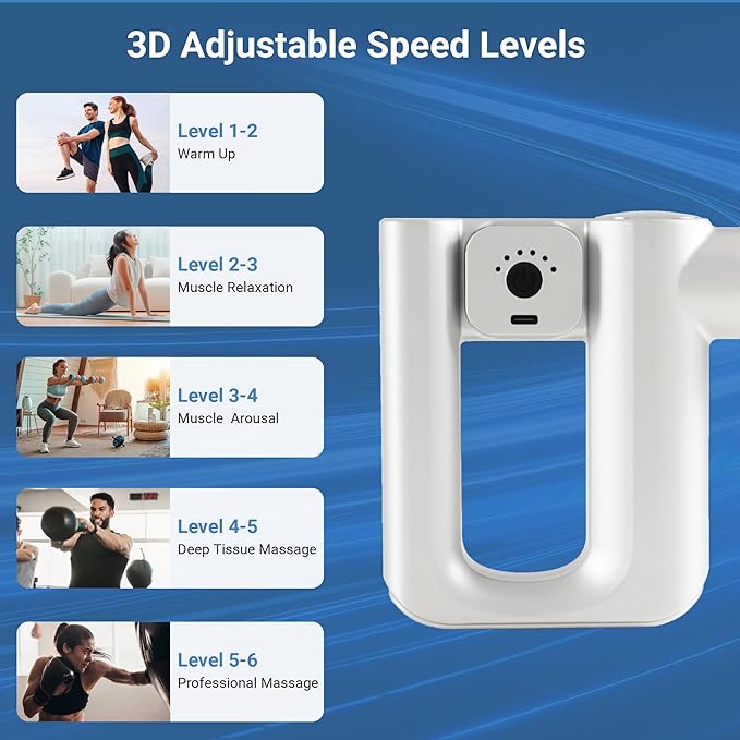 Daiwa Felicity Robo Touch Deep Tissue Massage Gun – Portable Percussion Therapy for Back Shoulders &amp Legs – Brushless Motor Multi-Head Attachments Quiet &amp Rechargeable