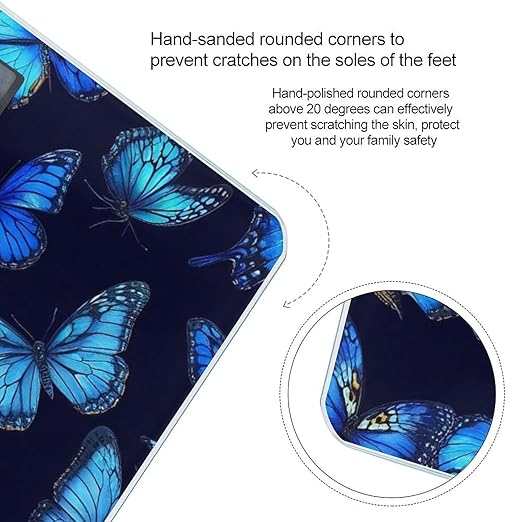 Digital Bathroom Weighing Scale Energy Saving Scale Smart Scale for Body Weight Beautiful Butterflies Blue Butterfly