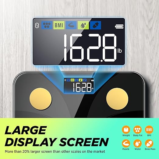 Scale for Body Weight and Fat Percentage RunStar Digital Accurate Bathroom Smart Scale with Large Display FSA&ampHSA Eligible 13 Body Composition Analyzer Sync App Black Gold