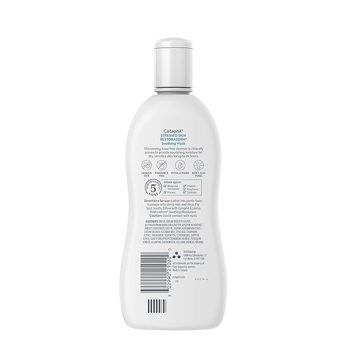 Cetaphil RESTORADERM Soothing Wash 10 fl oz Soothes Dry Stressed Skin Hypoallergenic Soap &amp Paraben Free National Eczema Association Endorsed