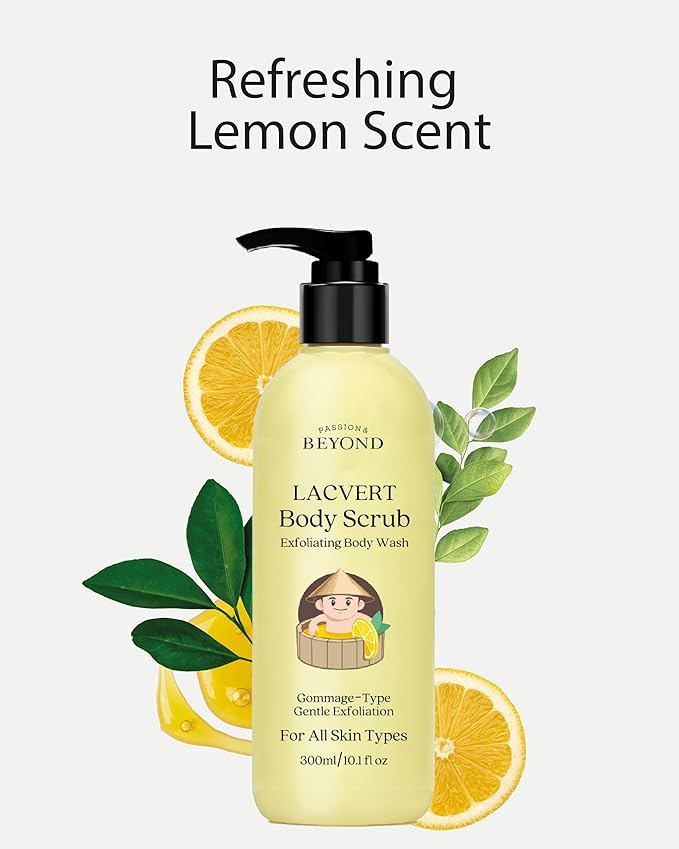 BEYOND Lacvert Body Scrub Peeling Gel (Lemon 10.1fl oz) - Body Wash &amp Shower Gel for Gentle Exfoliation &amp Angel Aqua (Cleansing Foam 10.1fl oz) - Vegan Formula Korean Skin Care. Gentle Hydra