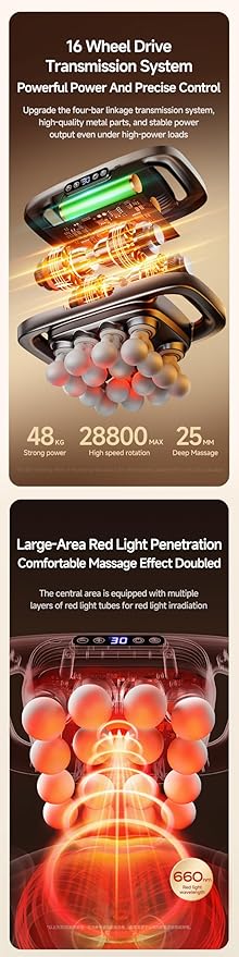 16 Head Massage Gun Deep Tissue - 2026 Upgrade Percussion Massager with 3 Modes &amp 30 IntensitiesQuiet Muscle Massage Gun for BackShoulders Legs Foot Body Muscle Pain Relief Ideal Gifts