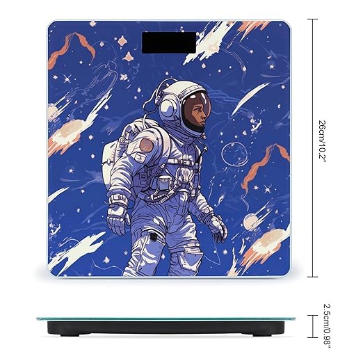 Black Astronaut on Blue Digital Bathroom Scale for Body Weight Weighing Scale with Backlit LCD Display High Precision Measurements &amp Measures Weight Up to 180kg