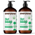 Everyone 3-in-1 Soap Body Wash Bubble Bath Shampoo 32 Ounce (Pack of 2) Peppermint Tea Tree made with Essential Oils for Men and Women