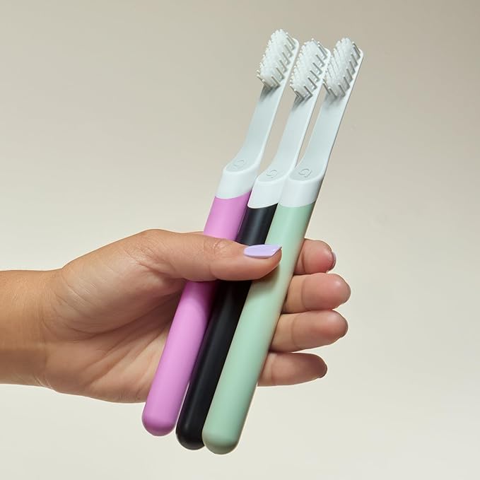 Quip Sonic Electric Toothbrush for Adults - Time Travel &amp Soft Bristles with Travel Case &amp Replacement Brush Head - 3 Month Battery Life Plastic Handle - Sage