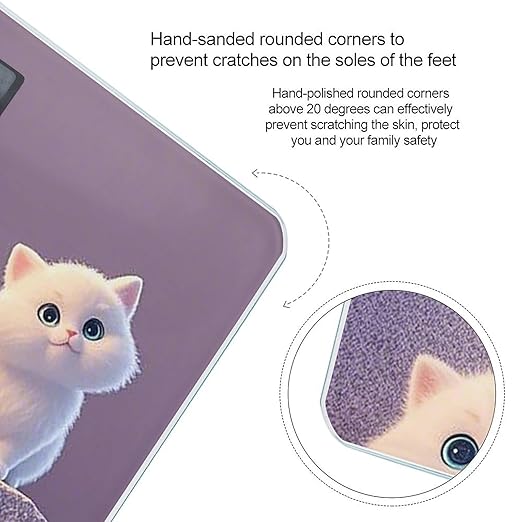 Digital Bathroom Scale for Body Weight Scale with Bright LCD Display High Accuracy Step-On Technology Auto On/Off Cute and Adorable Cat Digital Scales 400 Lbs /180kg