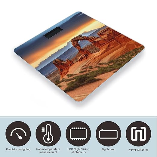 Arches National Park Scale for Body Weight High Precision Digital Weight Scales with LCD Display Anti-Slip Sturdy Slim Tempered Glass Bathroom Scale for Home Use