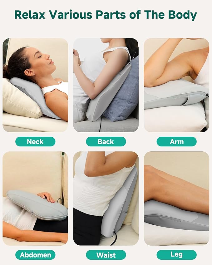 Snailax Shiatsu Back Massager with Heat 4D Kneading Neck Massager Back Neck Shoulder Massager for Pain Relief Deep Tissue 3 Speed/3 Modes Portable for Home Office Car Use