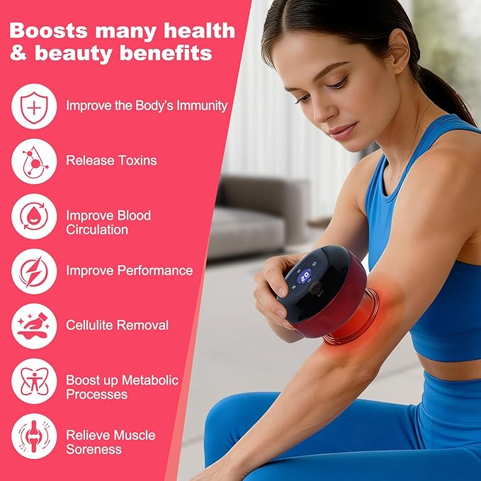 6-in-1 Cupping Set Remote Control Smart Electric Cupping Therapy Massager with Red Light and Heat Portable Suction Cupping Device for Pain Relief Perfect Festival Gifts for Husband&ampMen