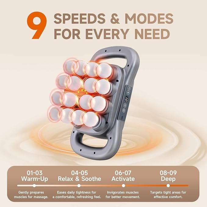 16-Head Percussion Massage Gun Set Muscle Massager with 9 Massage Modes &amp Adjustable Intensity Quiet Full-Body Relaxation for Back Shoulders Legs &amp Feet Home Gym &amp Office