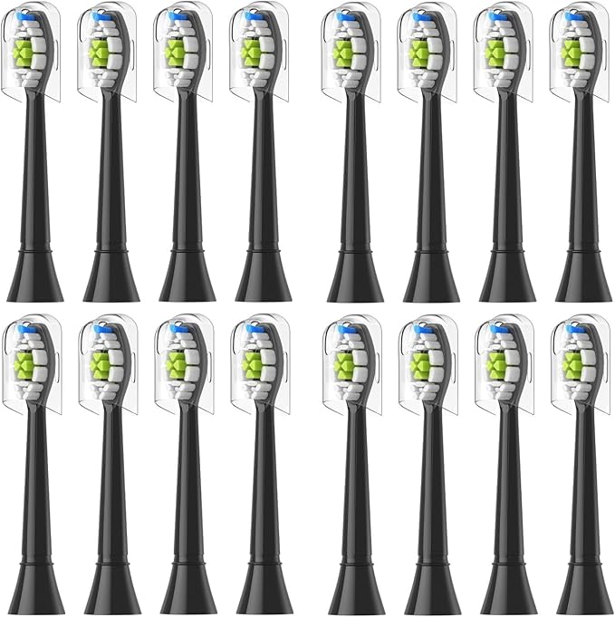 Compatible for 4/8pcs Replacement Toothbrush Heads Compatible with Philips Sonicare Soft Electric Brush Head 4100 6500 6100 7500 5(16pcs Black)
