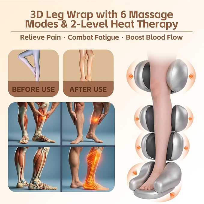 Leg Massager with Heat and Compression‎ Leg Compression Machine &amp Compression Boots for Circulation – 6 Modes &amp 3 Intensity Levels for Pain Relief Gifts for Women Men &amp Seniors