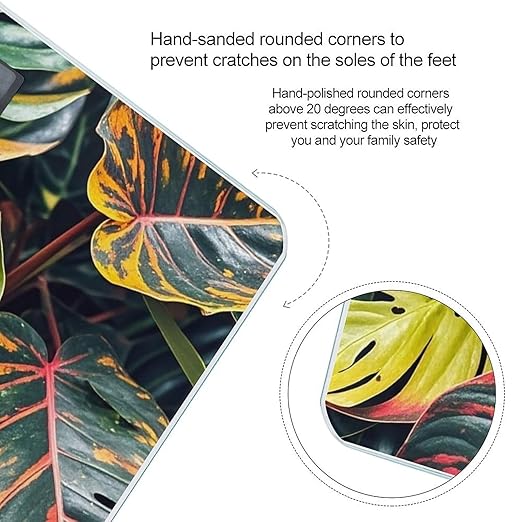 Colorful Tropical Leaves Pattern Scale for Body Weight Smart Scales Digital Bathroom Scale High Precision Weighing Scales with Large Display Weighing Machine for People