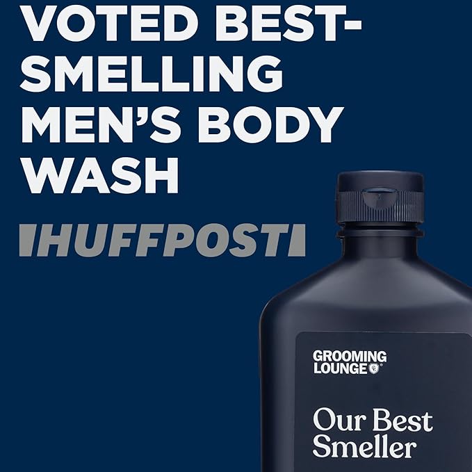 Grooming Lounge Our Best Smeller Body Wash - Moisturizing Clarifying Foaming Shower Scrub - Fresh Classic Suave Fragrance of Acai Aloe Vera Seaweed and Black Pepper - Dry Skin Defense - 11.5 oz