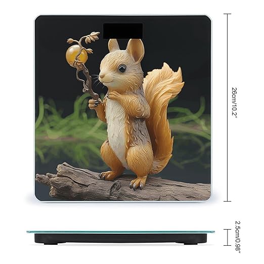 Resin Squirrel Digital Bathroom Scale for Body Weight Weighing Scale with Backlit LCD Display High Precision Measurements &amp Measures Weight Up to 180kg