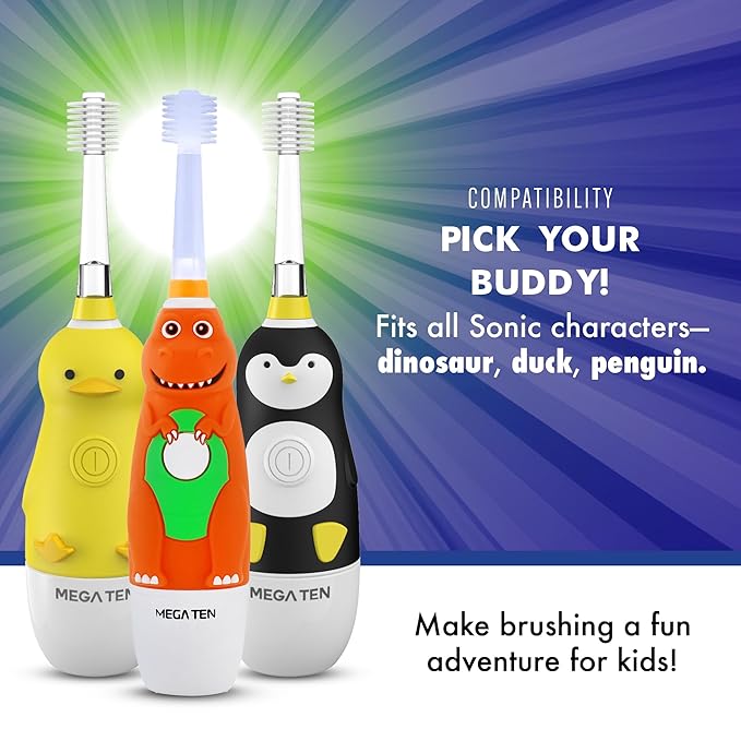 Brilliant Oral Care Kids Sonic Toothbrush Soft Replacement Heads for Children Ages 5+ Orange 2 Pack