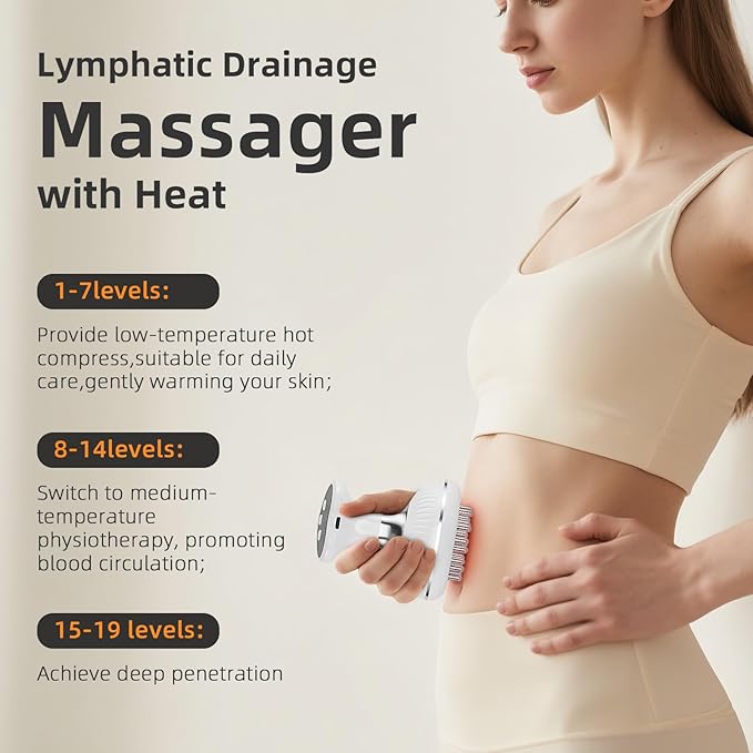 Lymphatic Drainage Massager - Helps Reduce Stretch Marks &amp Cellulitefor Legs Arms BellyBody Sculpting Machine with MicrocurrentHeatVibrationLight Women's Day Gifts for Women