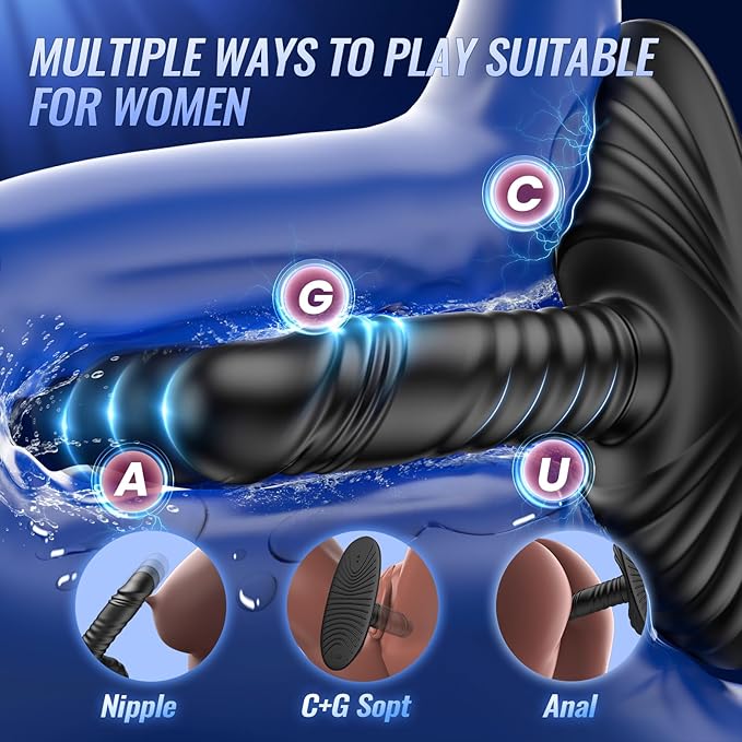 Dual Stimulation Adult for Women 10 Frequency Thrusting Stimulation Modes with Strong Suction Cup for Hands Free Play Automatic Electric Machine Tool for Women Pleasure DFG167