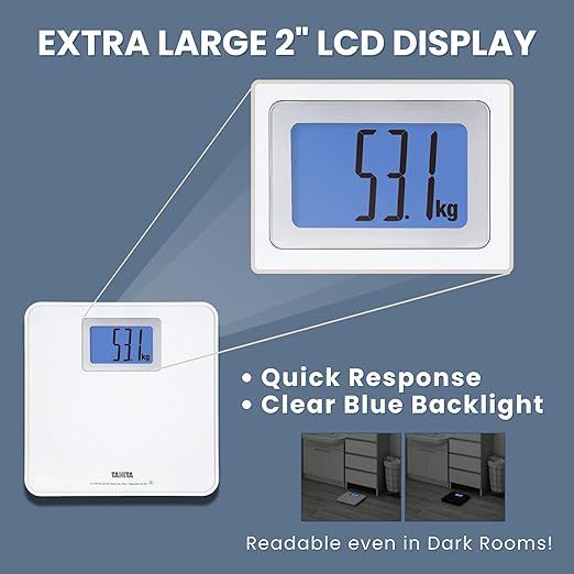 Tanita HD-662 Digital Weight Scale (White) - Japan Technology Bathroom Scale with 330 lb Weight Capacity - 2 Blue Backlit Large LCD Display - Accurate Durable Step-On Operation