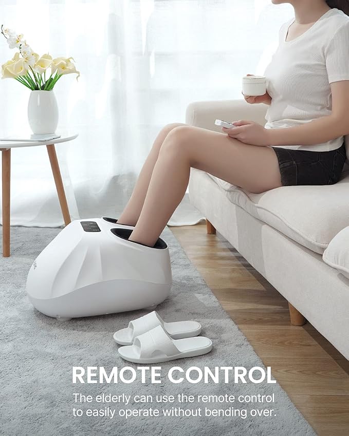 RENPHO Foot Massager Machine with Heat [2026 Upgraded] Shiatsu Foot Massager for Neuropathy Plantar Fasciitis Massager for Men Women Up to Size 14 FSA Eligible HSA Store Eligible Massager White