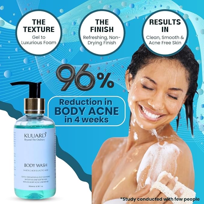 BEMT Body Wash with Sweet Almond Oil &amp Lactic Acid – Gentle Exfoliating Cleanser for Smoother-Looking Fresh-Feeling Skin – Suitable for All Skin Types – 200 ml