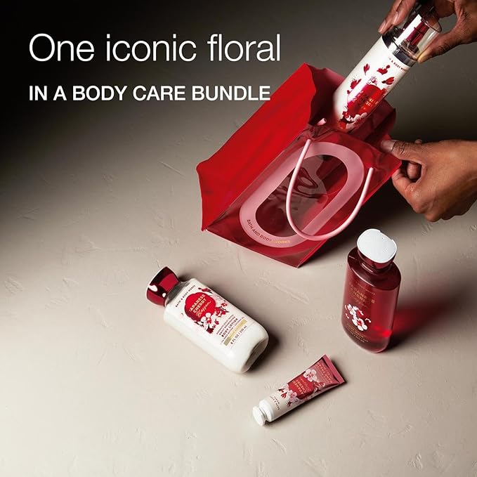 Bath &amp Body Works Japanese Cherry Blossom Gift Set with Body Wash Fine Fragrance Mist Lotion &amp Hand Cream – Personal Care Collection for Gifting or Individual Use Iconic Floral Scent - 1 P