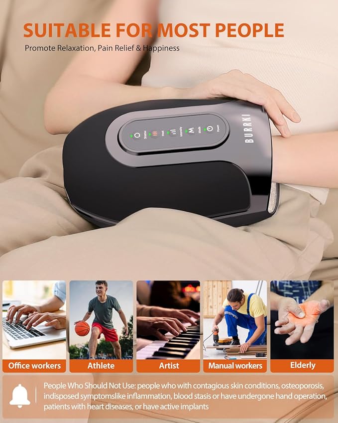 Hand Massager for Arthritis and Carpal Tunnel Relief Cordless Hand Massager with Heat &amp Targeted Palm Kneading Rollers Massage Christmas Gifts for Women Men Mom Dad
