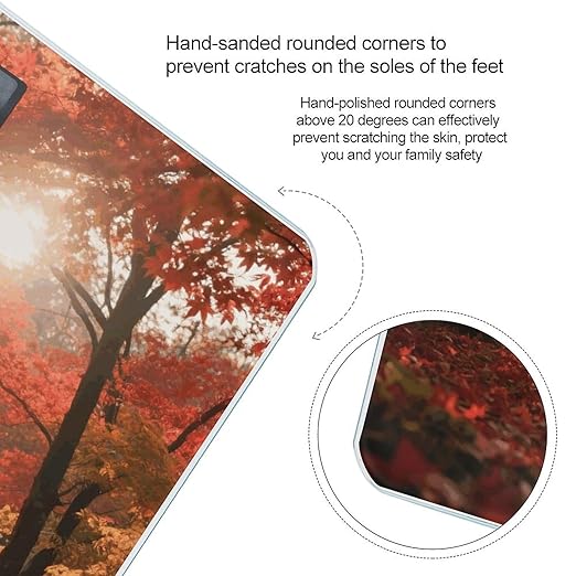 Autumn Maple Forest Bathroom Scale for Body Weight Bathroom Digital Electronic Weighing Scale with Back Lit LED Display Sturdy Tempered Glass Weight Watchers Scales 400lb