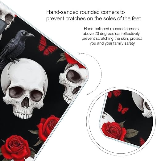 Digital Bathroom Weighing Scale Energy Saving Scale Smart Scale for Body Weight Gothic Raven Red Rose Flowers Skull Floral
