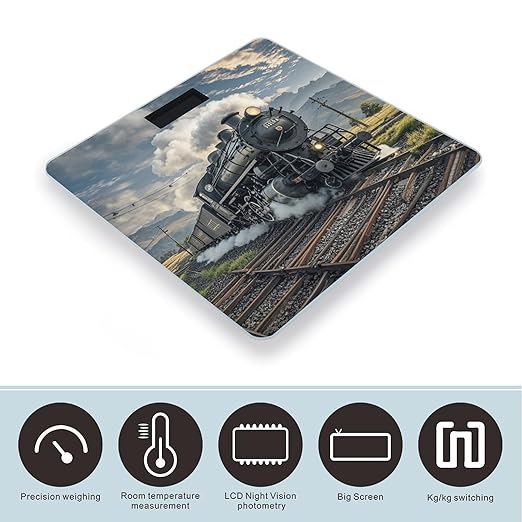 Steam Locomotive Train Scale for Body Weight Smart Scales Digital Bathroom Scale High Precision Weighing Scales with Large Display Weighing Machine for People