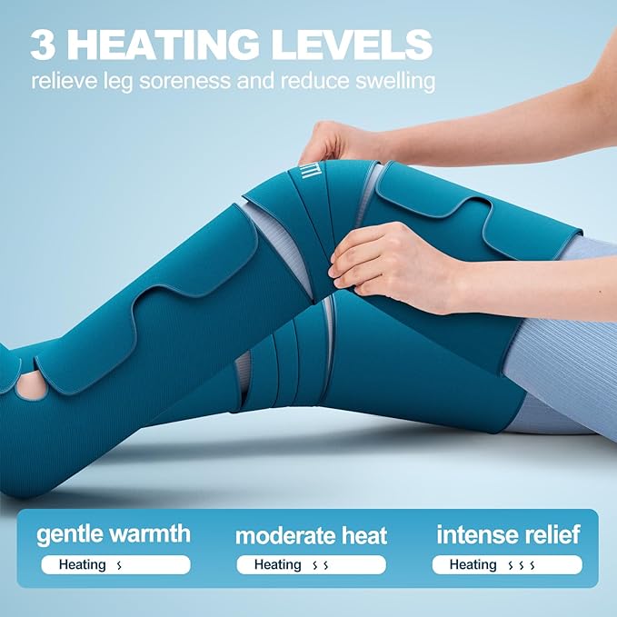 Professional Air Compression Leg Massager with Heat - Ideal Christmas Mother's Day &amp Father's Day Gifts for Women Men Dad &amp Mom from Daughter or Son - Pain Relief for Foot Calf Knee &amp