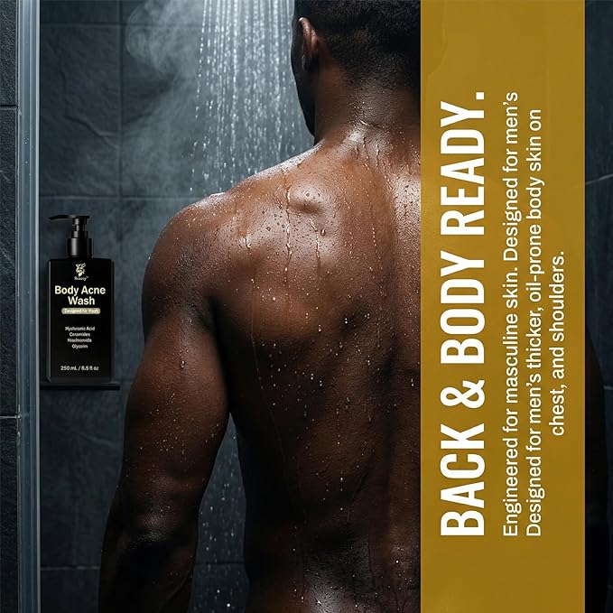 Men's Acne Body Wash Acid Body Wash for Back Chest &amp Shoulders with Niacinamide Glycolic Acid &amp Ceramides 8.5 fl oz