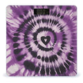 Purple Tie Dye Scale for Body Weight Anti-Slip Tempered Glass Digital Bathroom Scales Clear LCD Display Weighing Scale Safe Rounded Corners Smart Scales