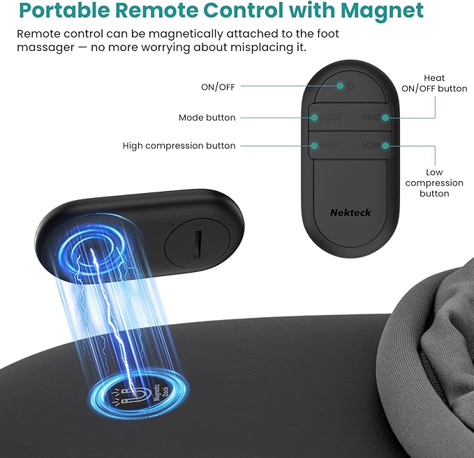 Nekteck Foot Massager with Heat: 2026 Upgraded Remote Control Shiatsu Feet Massager for Plantar Fasciitis Deep Kneading Therapy Air Compression Massage Tools for Foot Health Gifts for Men Women