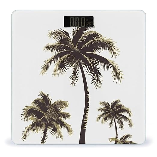 Palm Tree Scale for Body Weight Sturdy Tempered Glass Weighing Scales with LCD Display Accurate Digital Bathroom Scale Convenient Body Fat Smart Scales 400lb