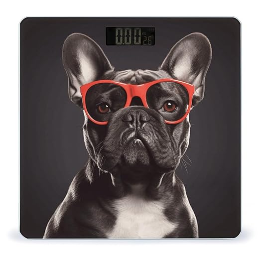 French Bulldog Weight Scale Large Bathroom Scales Digital Weight with Bright LED Display Non Slip Automatic Weighing Scale Fashion Weighing Machine for Body