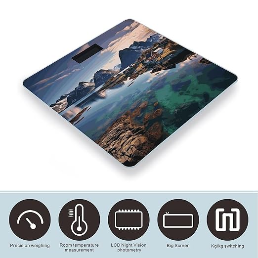 Digital Bathroom Scale for Body Weight Scale with Bright LCD Display High Accuracy Step-On Technology Auto On/Off Norway Islands Digital Scales 400 Lbs /180kg