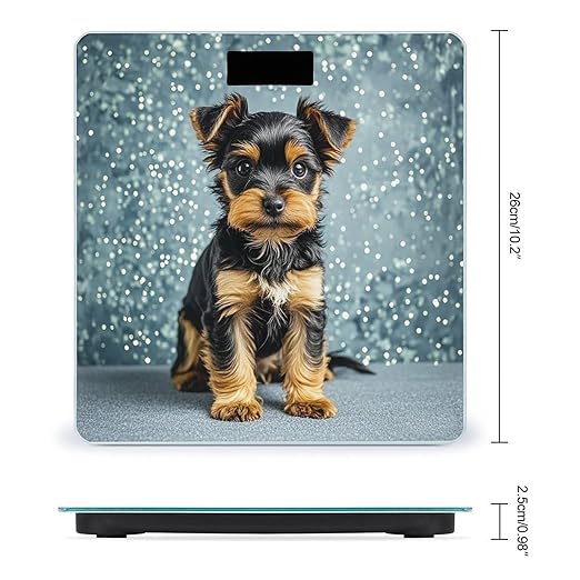 Black Yorkie Puppy Scale for Body Weight Digital Bathroom Scale Toughened Glass High Precision Scales for Body Weight with Large LCD Backlight Display Weight Scales