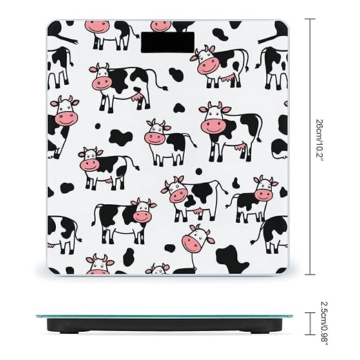 Smart Scale for Body Weight Automatic Switch Digital Bathroom Weighing Scale Cute Funny Milk Cow Print
