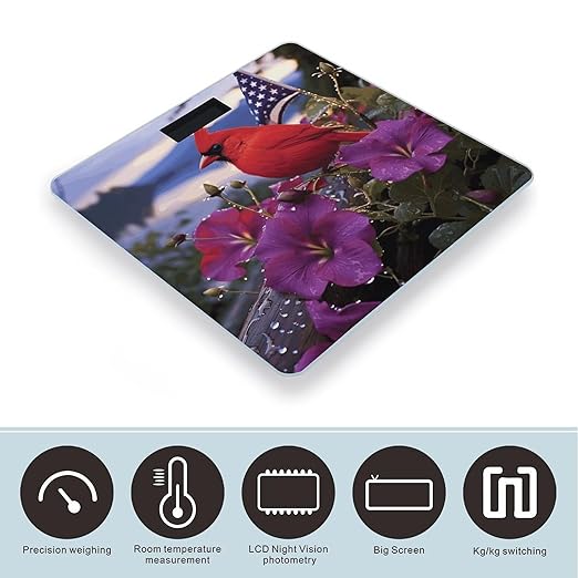 Purple Morning Glory Bathroom Scale for Body Weight 400 Lb Weight Scale with High Precision Sensors Tempered Glass Highly Accurate Digital Weighing Machine for People