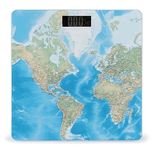 Digital Bathroom Scale for Body Weight Scale with Bright LCD Display High Accuracy Step-On Technology Auto On/Off World Map Digital Scales 400 Lbs /180kg