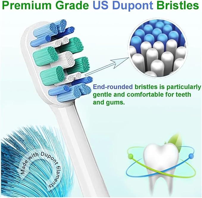 Compatible for Sonic Care Toothbrush Brush Head HX3/HX6/HX9 Series HX3210/3211/6150/6500/6510/6530/9342/6730 Replacement(12pcs)