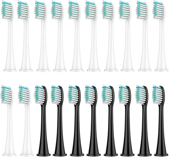 Replacement Brush HeadsCompatible for Philips Sonicare HX3/HX6/HX9 Series Electric Toothbrush Heads HX6064(12 White 8 Black)