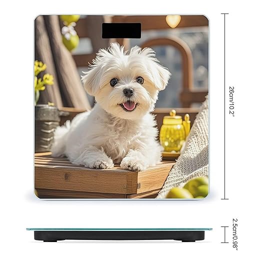 Cute Maltese Puppy Dog Weight Scale Highly Accurate Digital Weighing Scale with Large LCD Display Smart Bathroom Scales for Home Bedrooms and Gift Giving